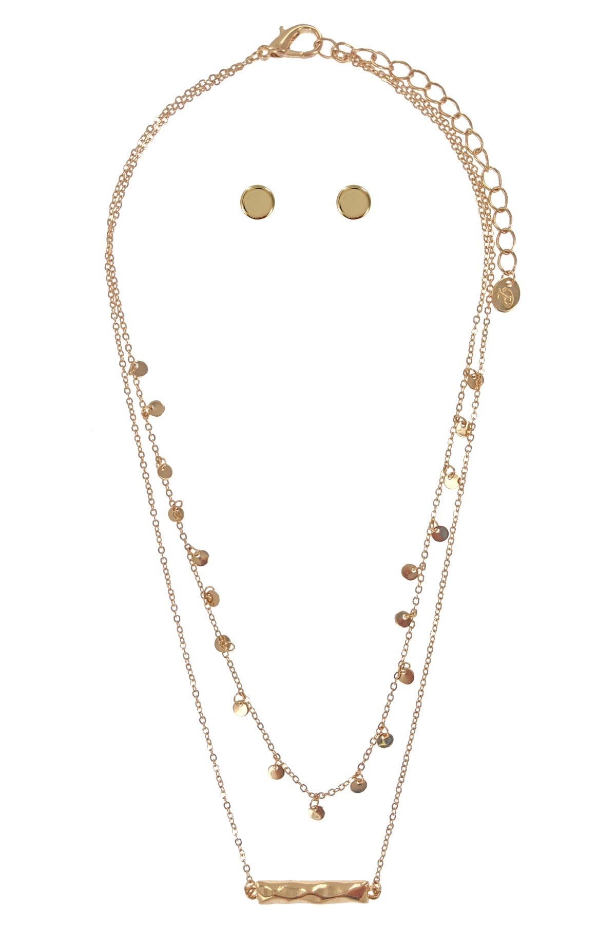 Gold Double Layered Necklace Set
