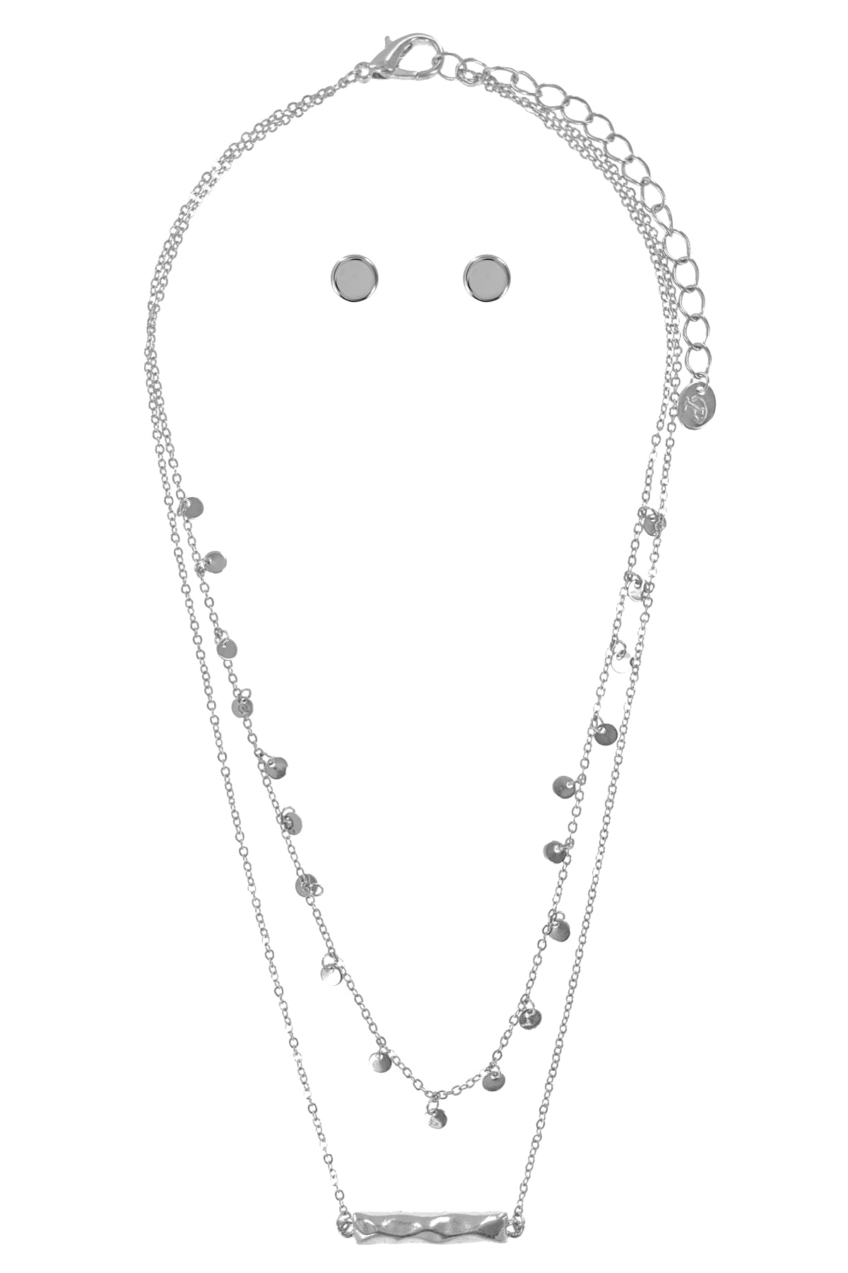 Silver Double Layered Necklace Set