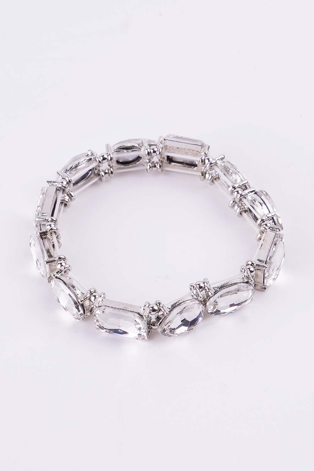Silver Clear Rhinestone Stretch Bracelet