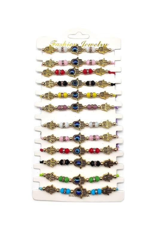 Evil Eye Beaded Adjustable Thread Bracelet