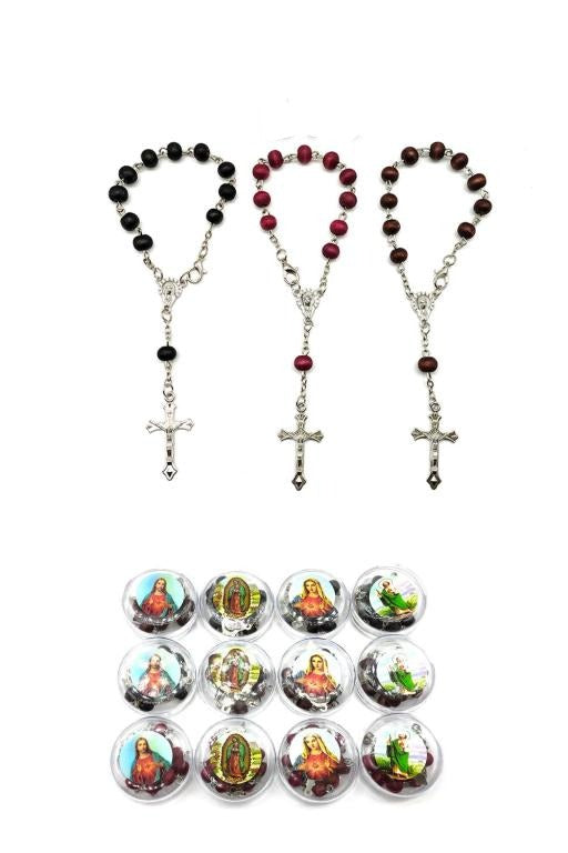 Religious Wooden Beaded Rosary Bracelet