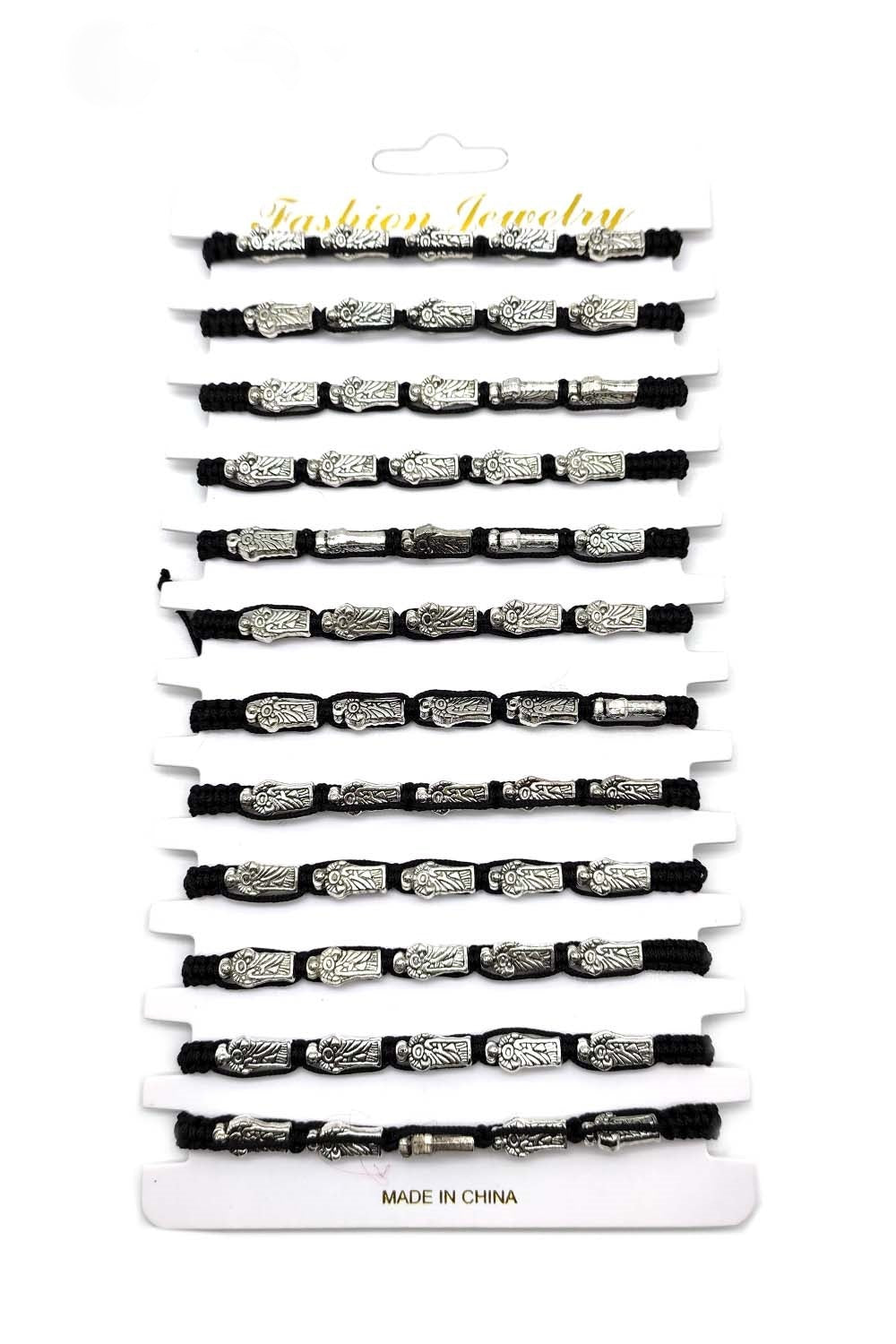 Black Religious Adjustable Thread Bracelet