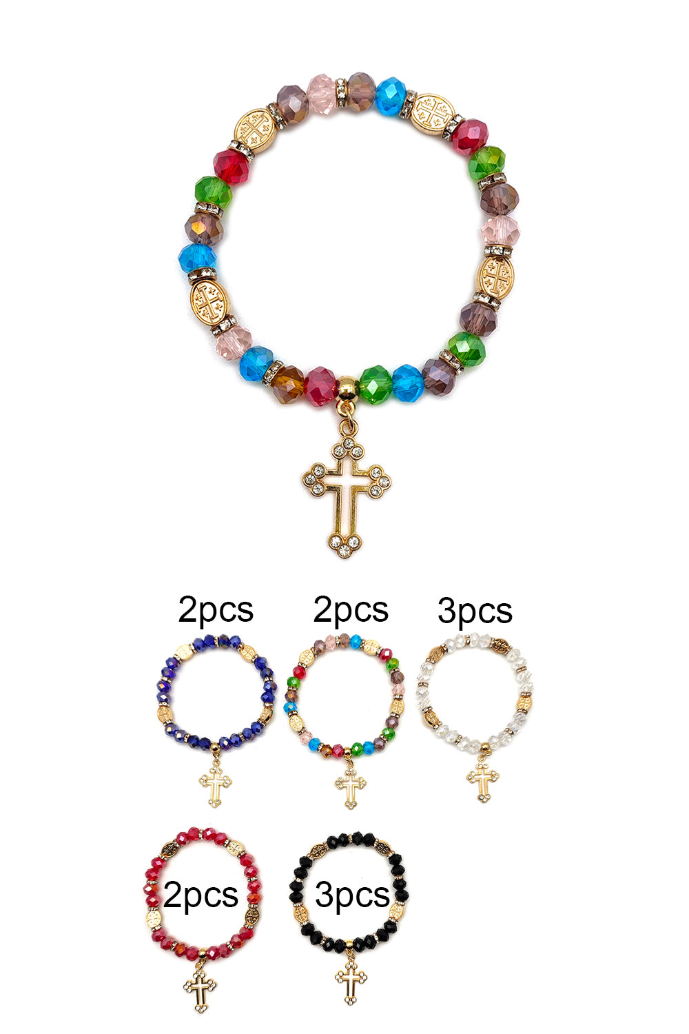 Cross Beaded Stretch Bracelet