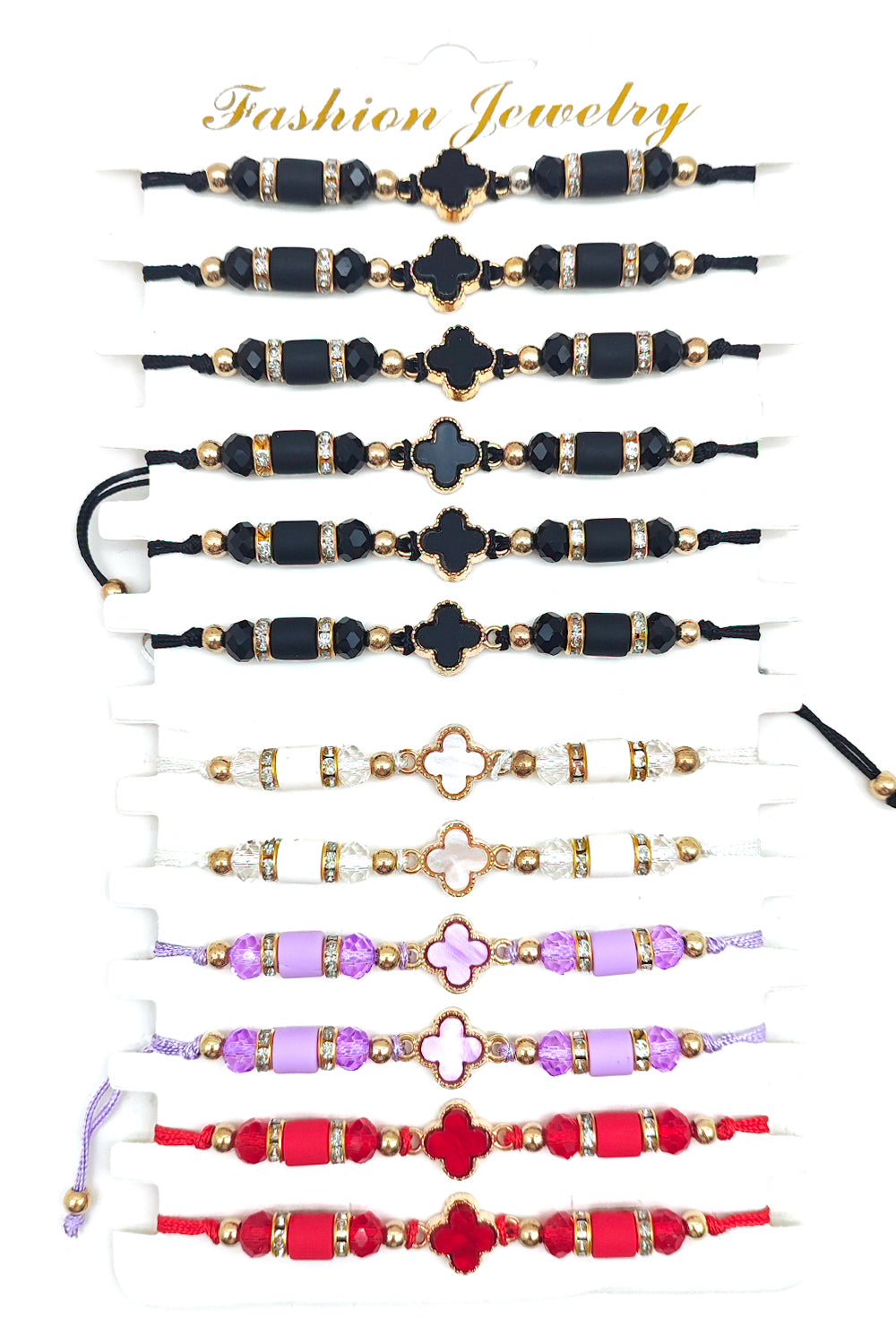 Clover Adjustable Beaded Thread Bracelet