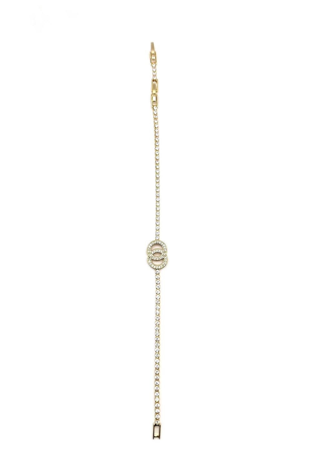 Gold Interlocking Circles Rhinestone Bracelet