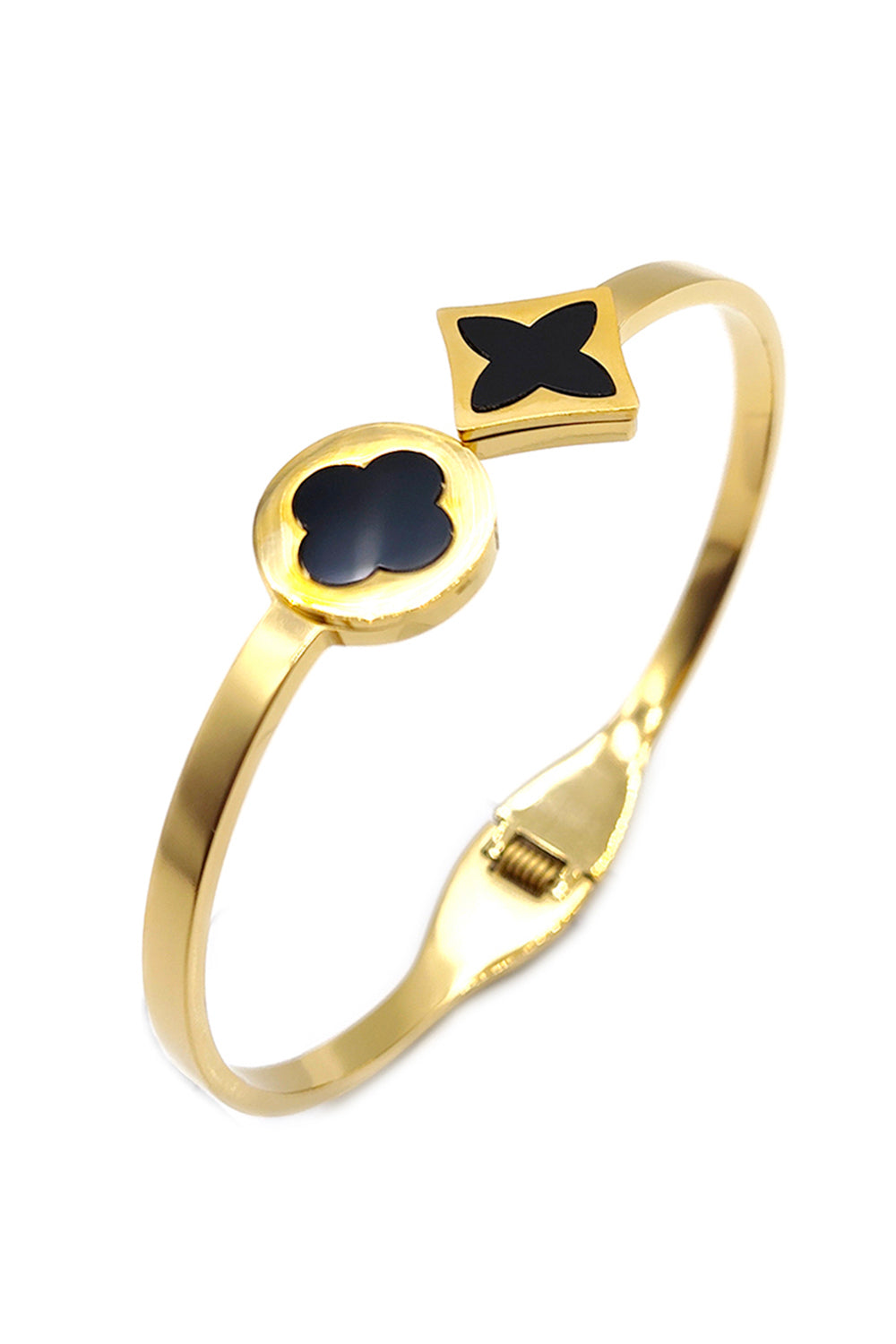Gold Stainless Steel Clover Design Bracelet
