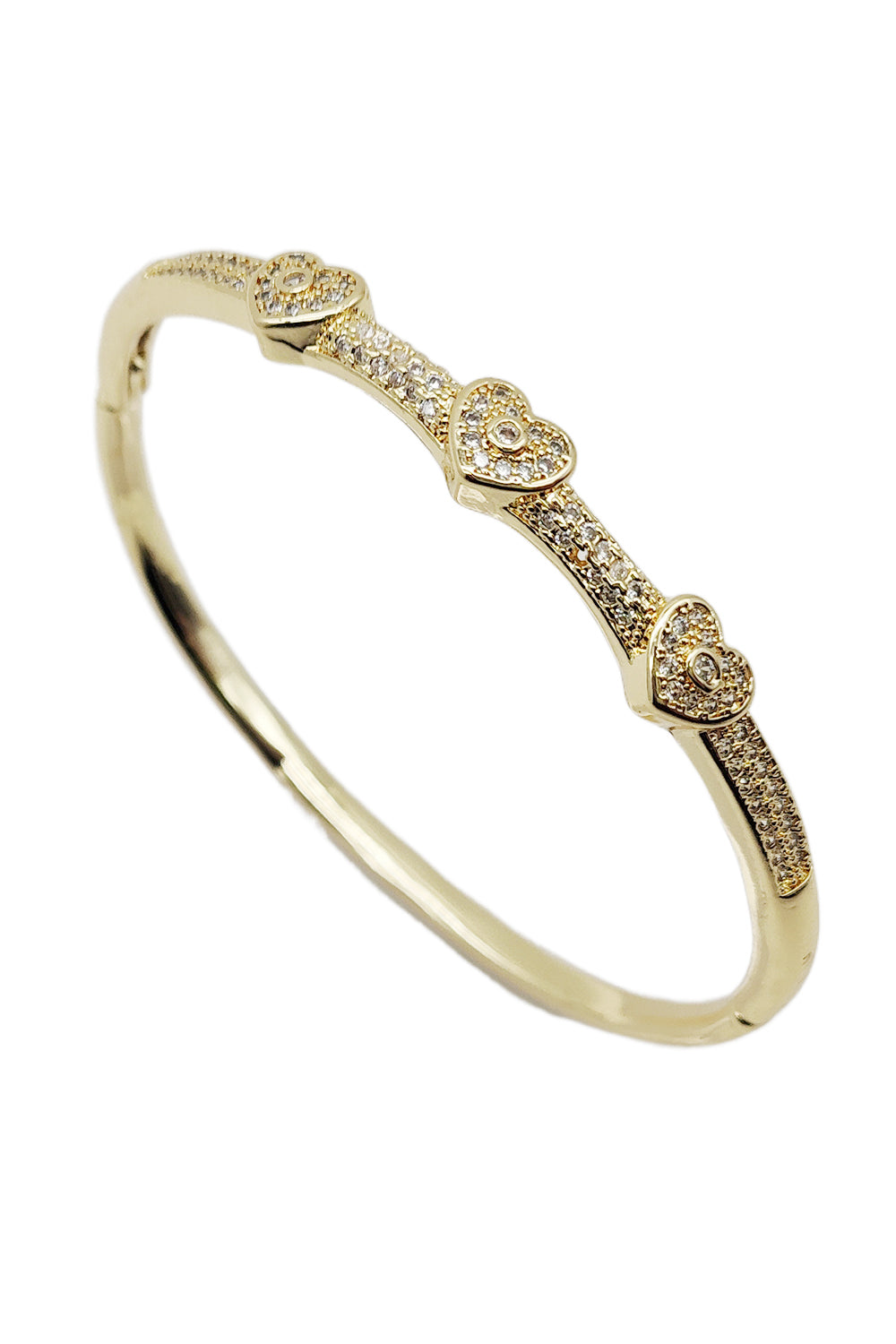 Gold Rhinestone Heart Bangle