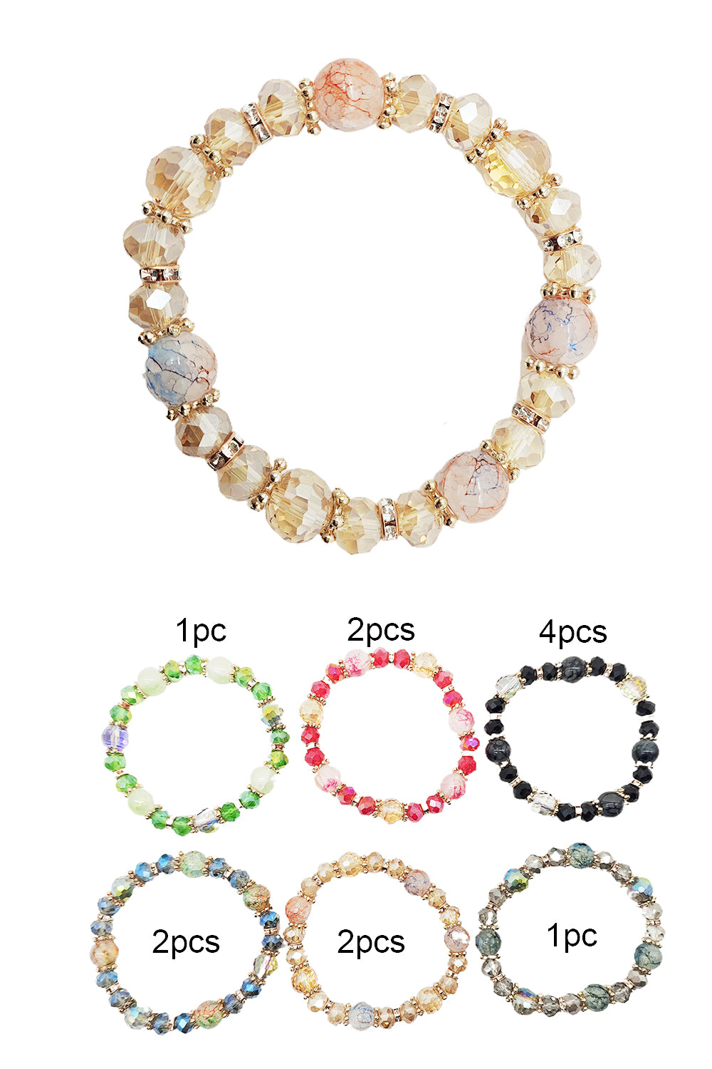 Multi-color Beaded Stretch Bracelet