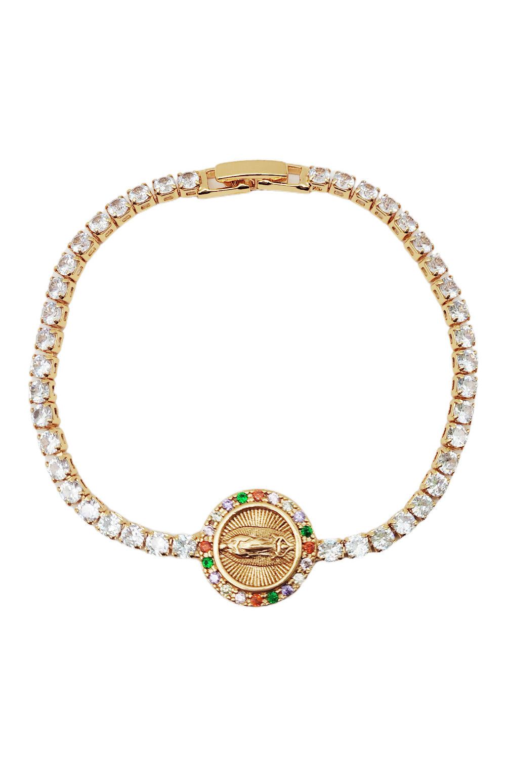 Religious Gold Rhinestone Bracelet