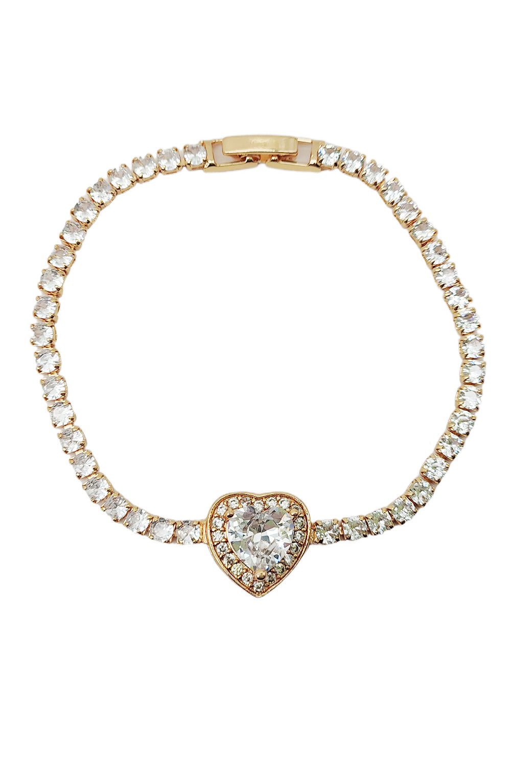 Heart Design Gold Rhinestones Bracelet