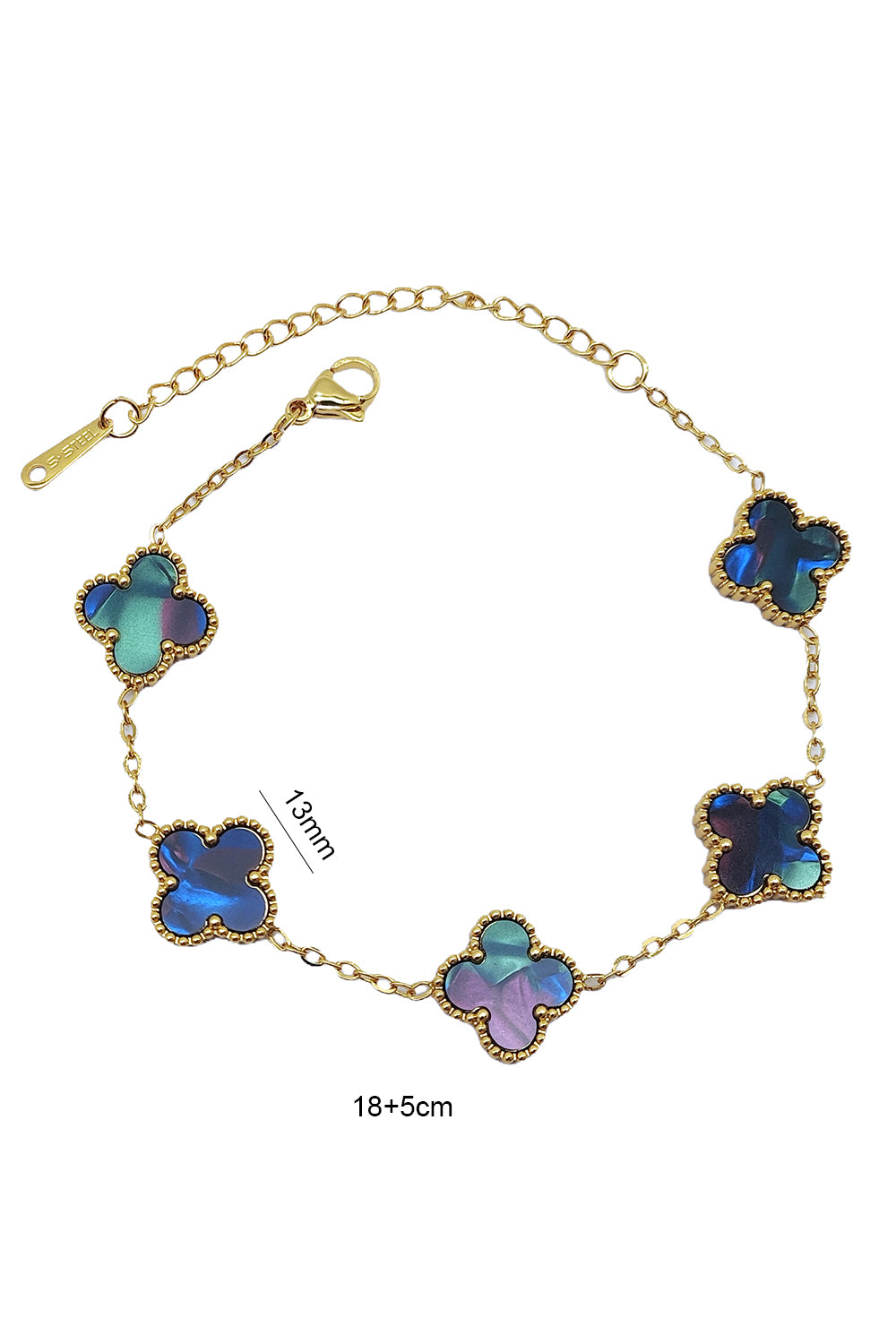 Stainless Steel Blue Clover Bracelet