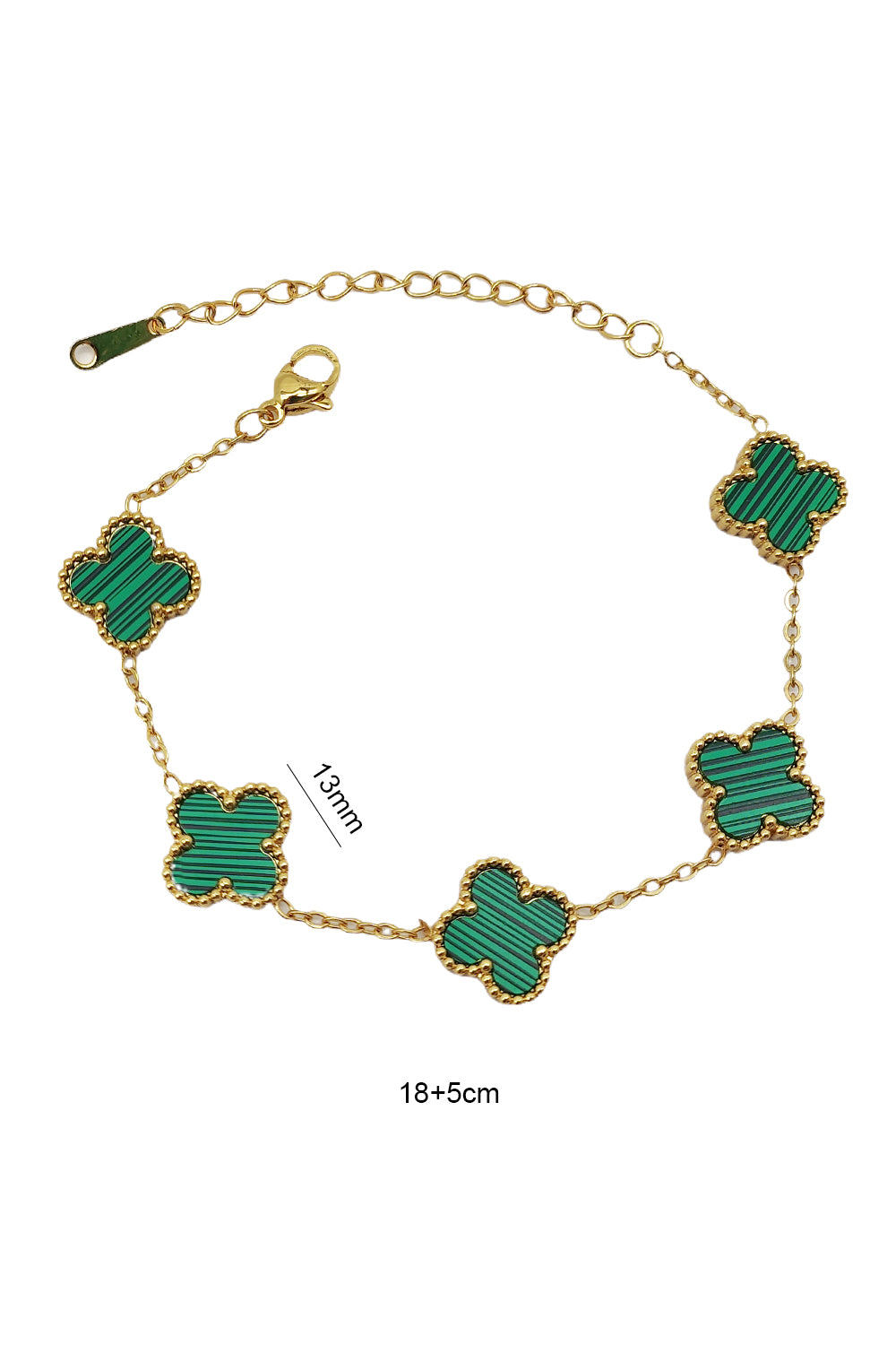Stainless Steel Green Clover Bracelet