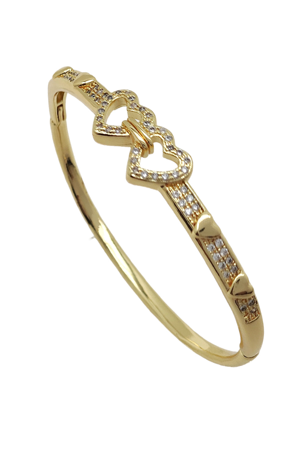 Stainless Steel Heart Rhinestone Bangle