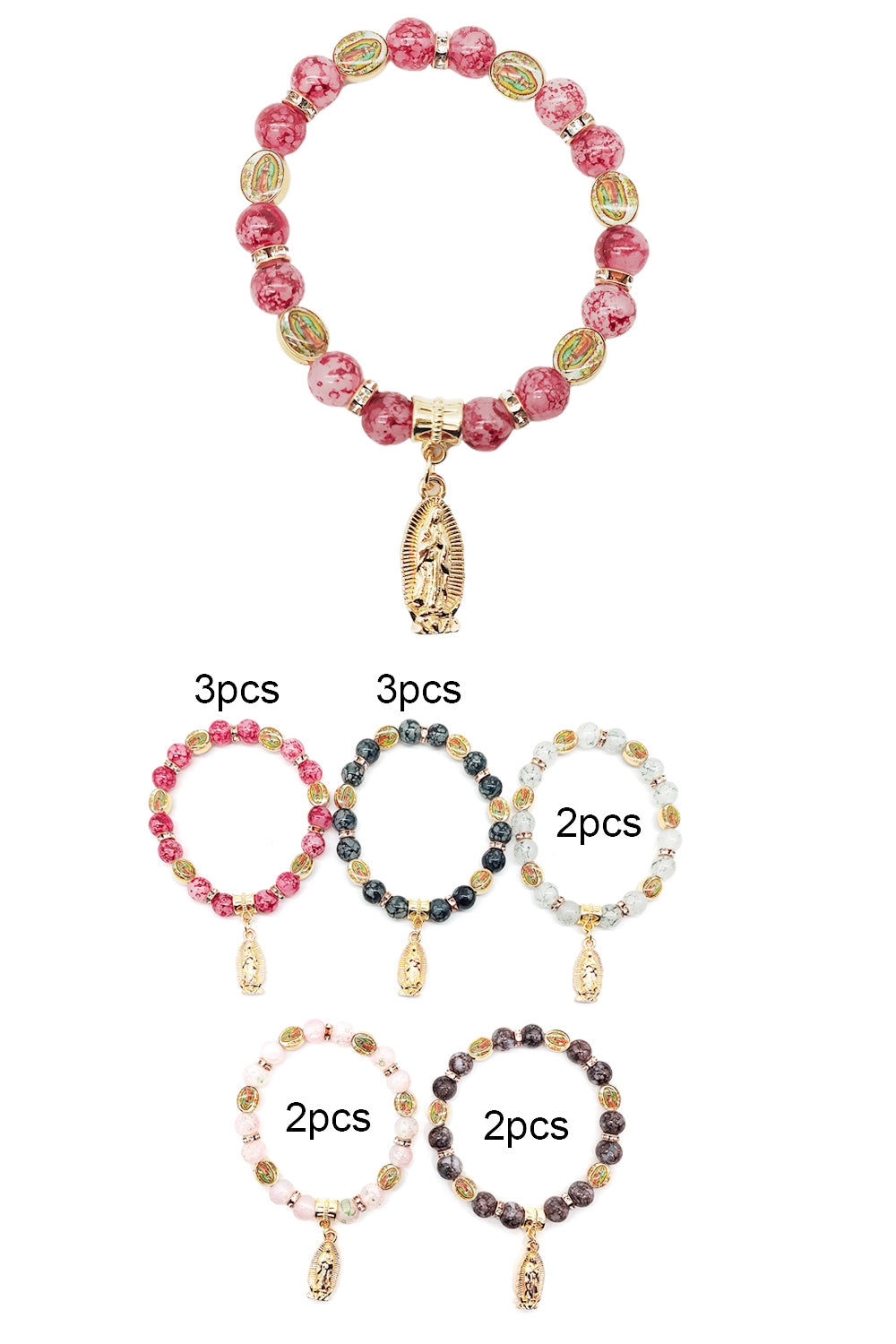 Virgen De Guadalupe Beaded Stretch Bracelet