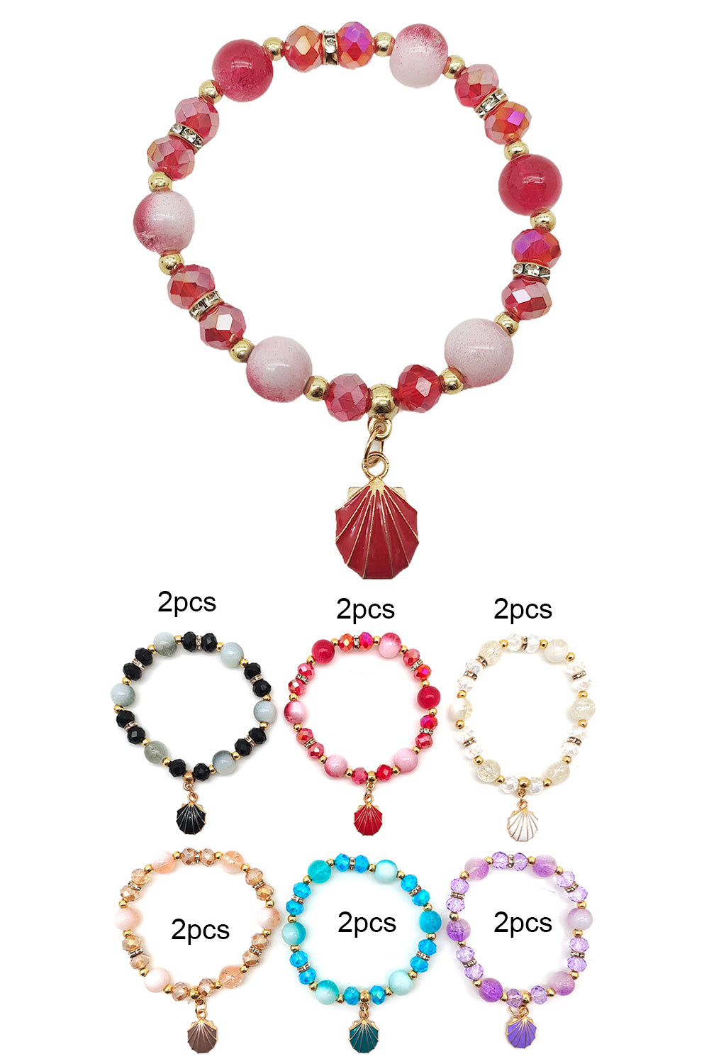 Seashell Beaded Stretch Bracelet