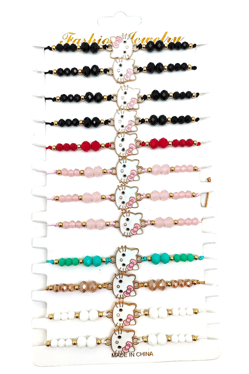 Cat Design Beaded Adjustable Bracelet