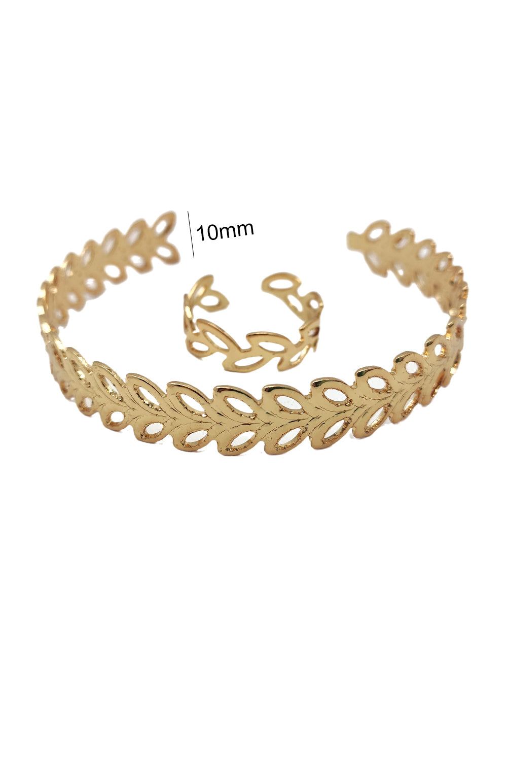 Leaf Design Cuff Bracelet & Ring