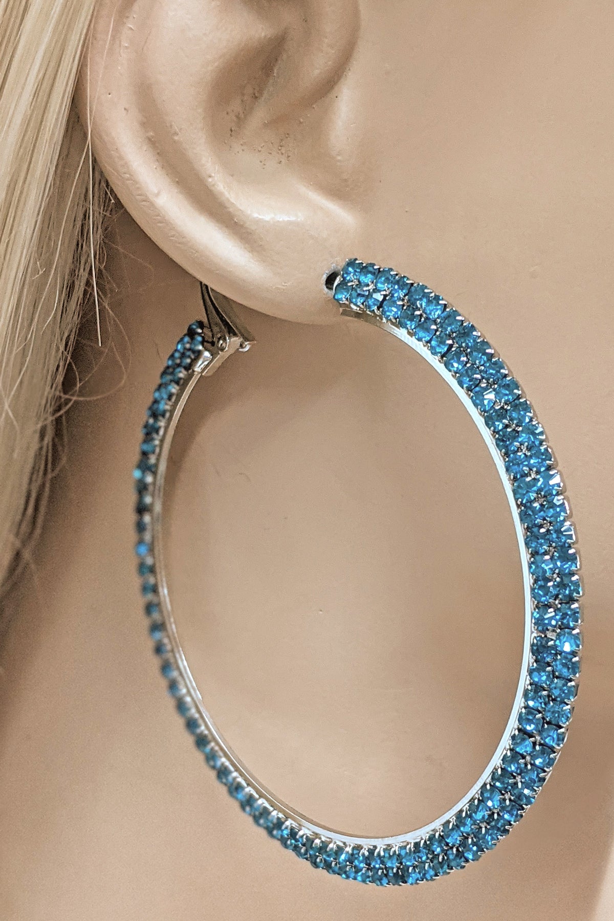 Topaz Double Rhinestone Hoop Earring