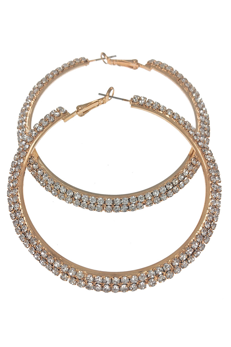 Gold Double Rhinestone Hoop Earring