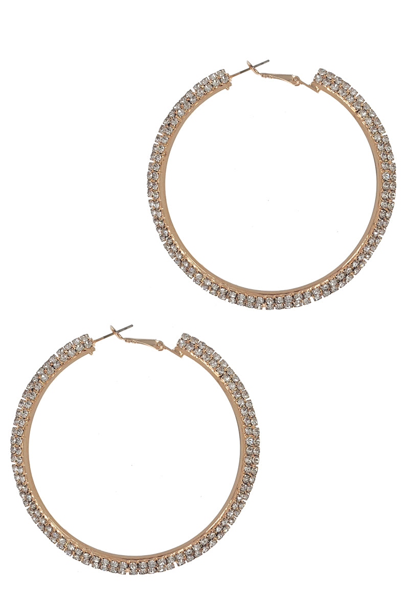 Gold Double Rhinestone Hoop Earring