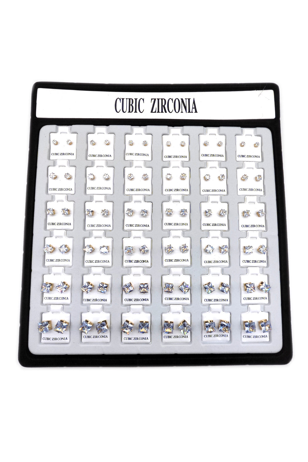 Gold Squared Cubic Zirconia Stud Earrings