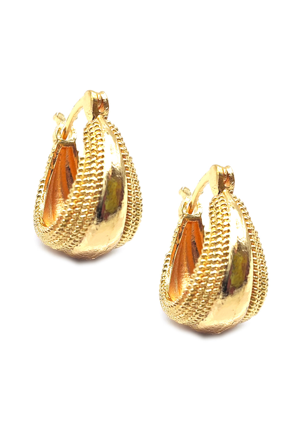 Gold Basket Design Hoop Earrings