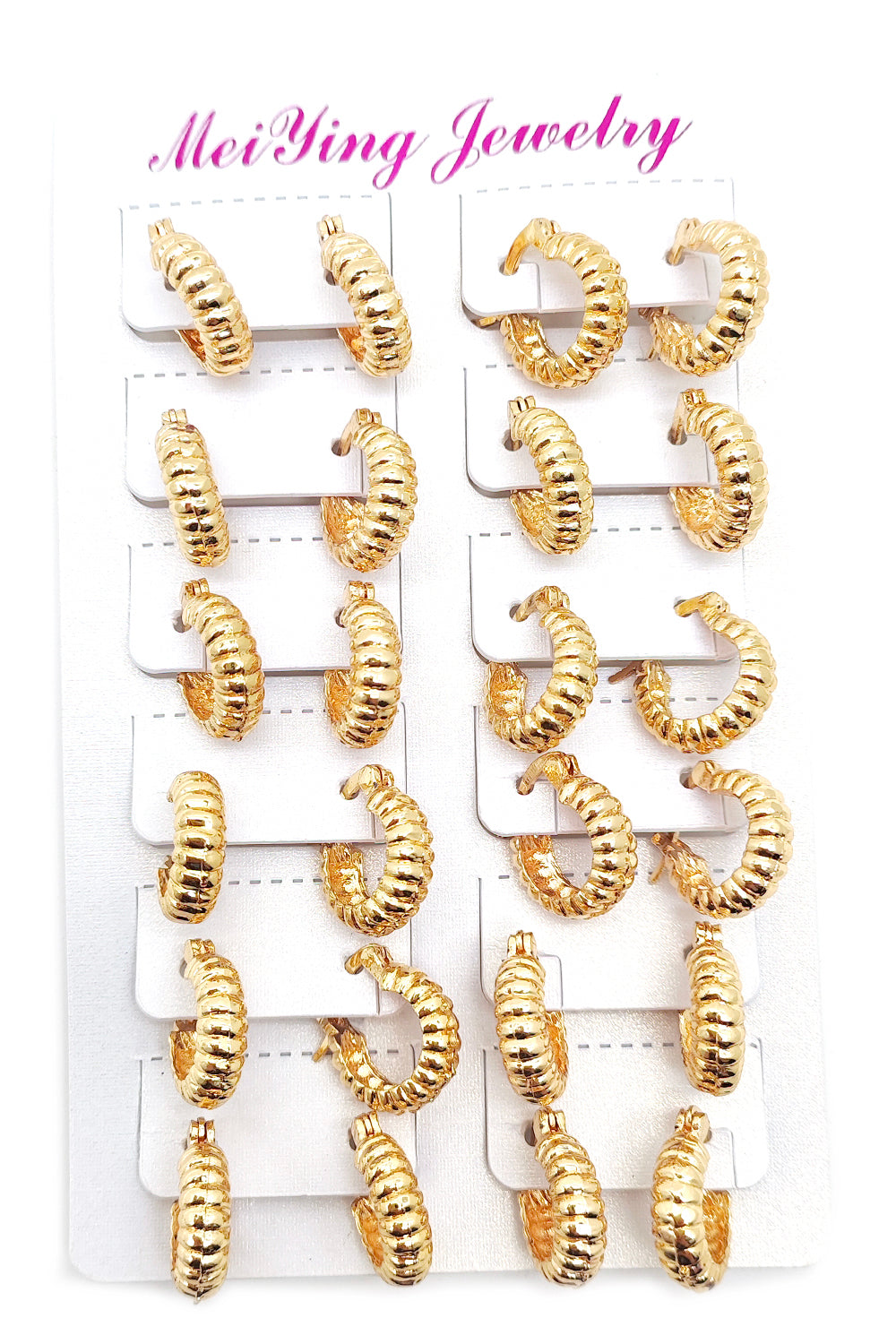 Gold Textured Small Hoop Earrings