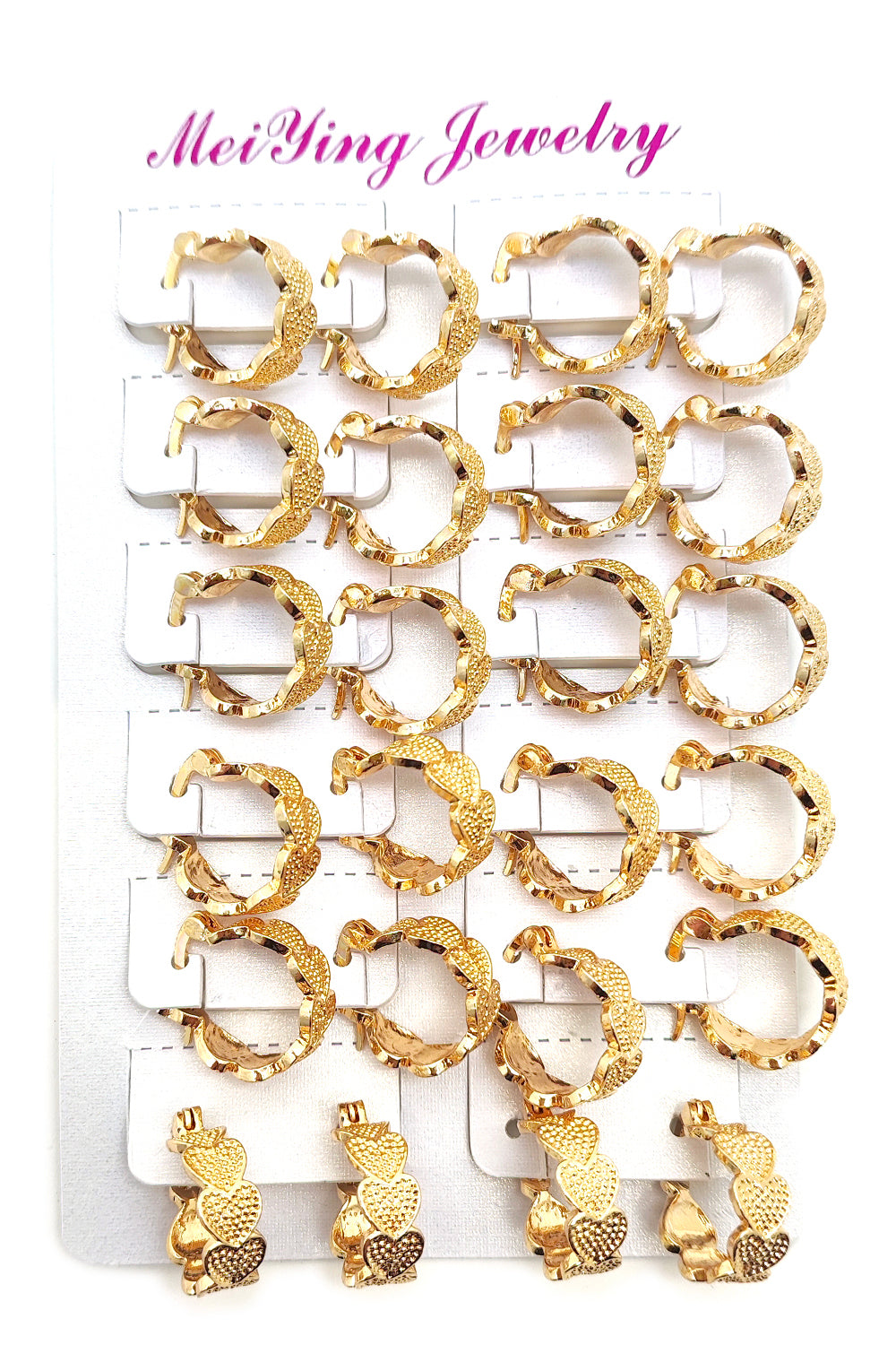 Gold Heart Design Small Hoop Earrings