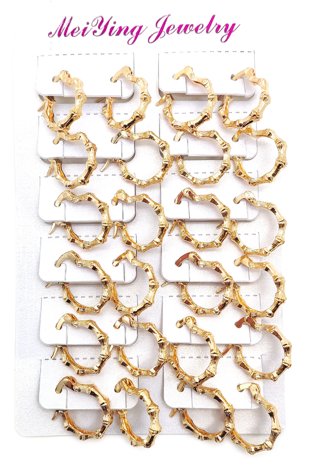 Gold Bamboo Design Small Hoop Earrings