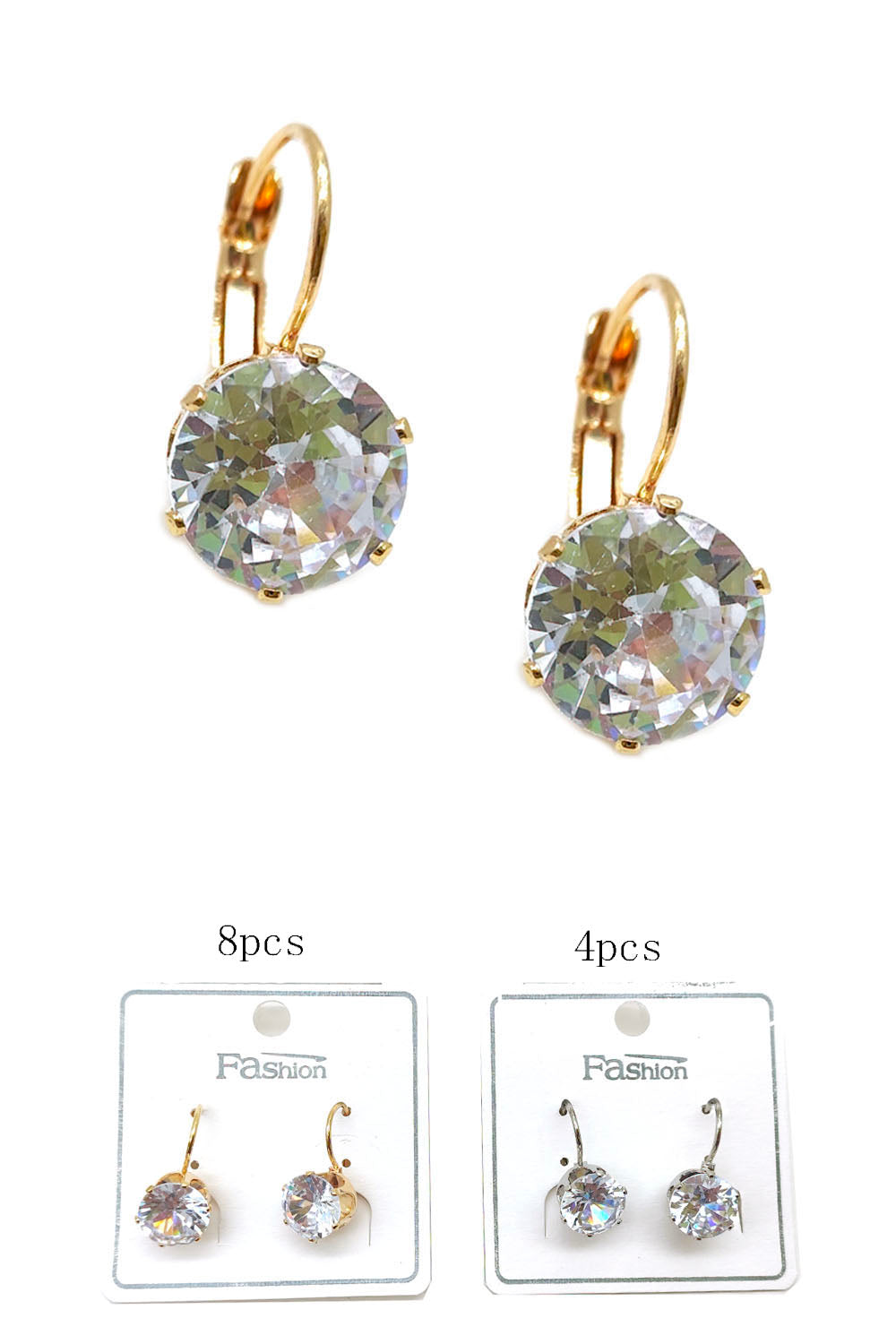 Clear Round CZ Stone Earrings
