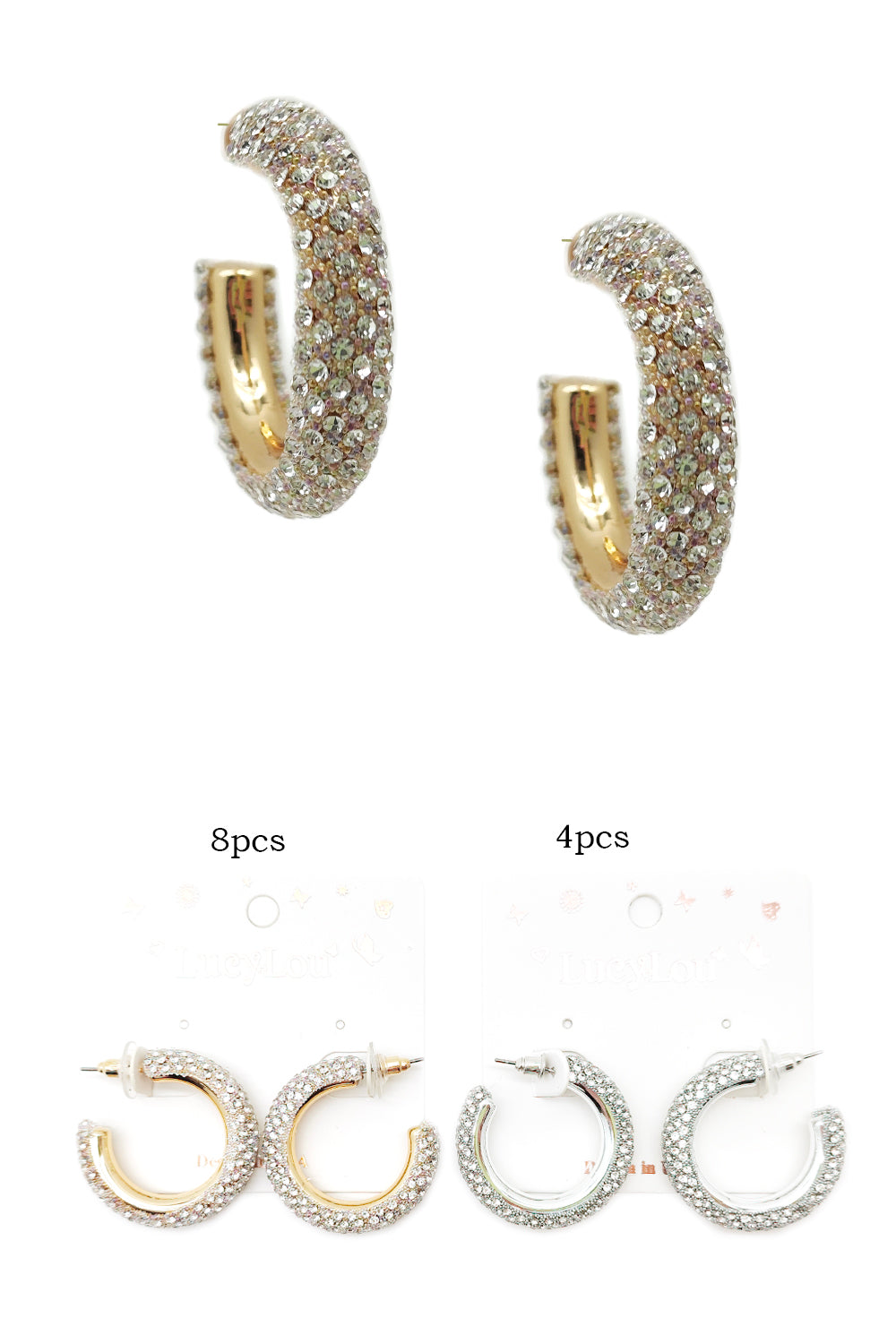Rhinestone Open Hoop Earrings