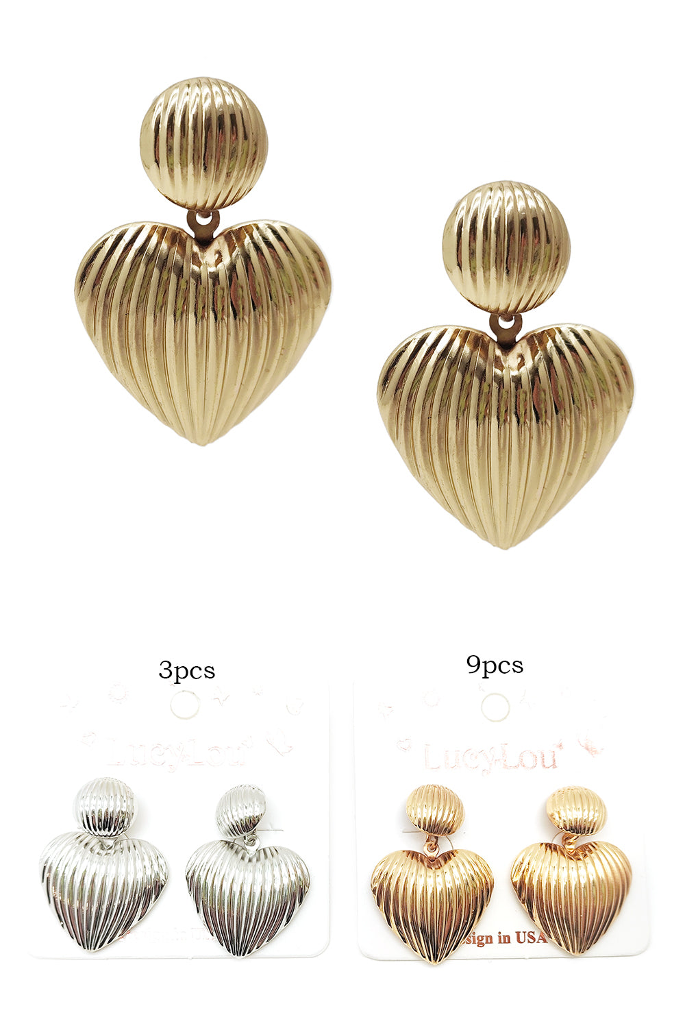 Texture Hearth Dangle Earrings