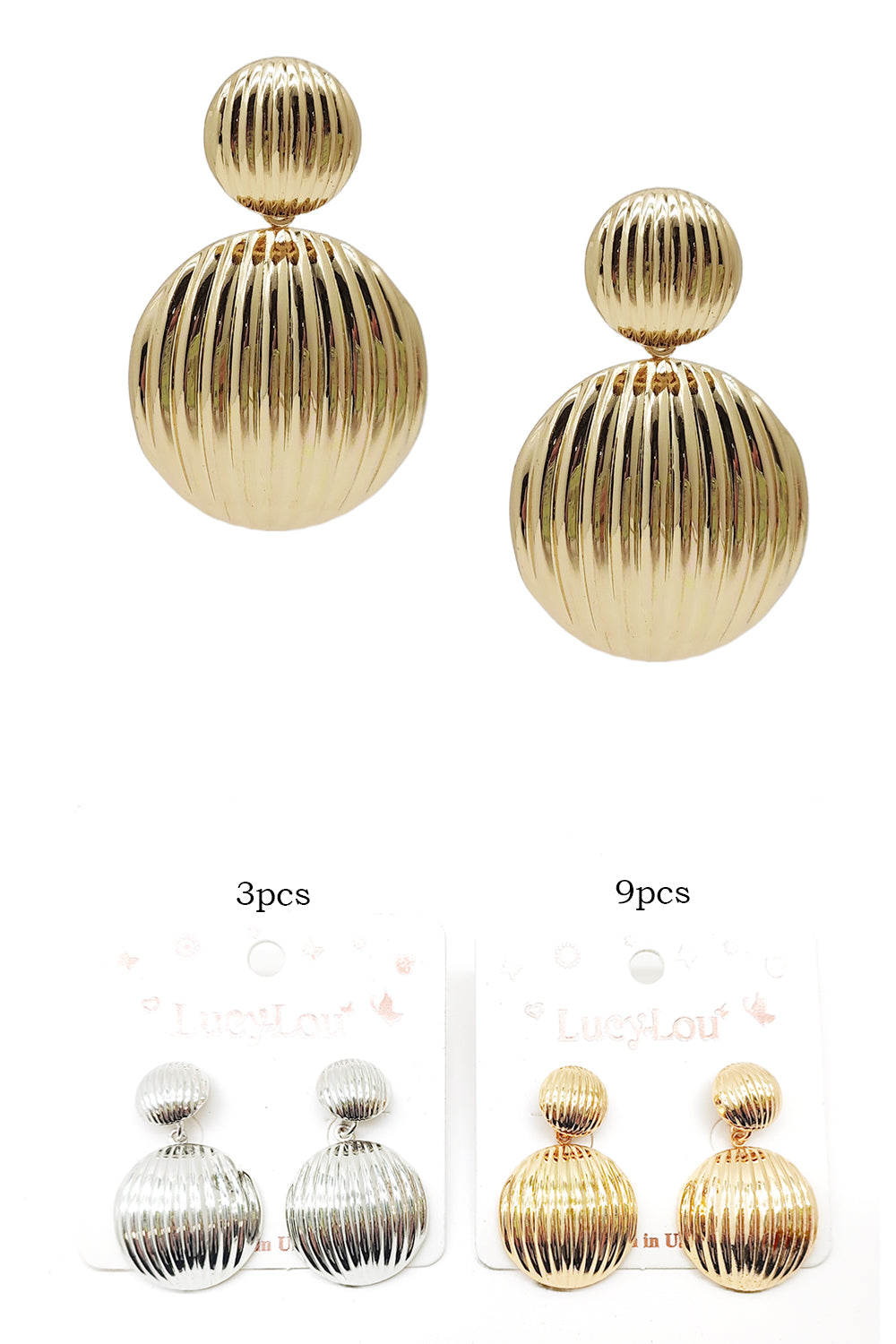 Texture Geometric Double Round Dangle Earrings