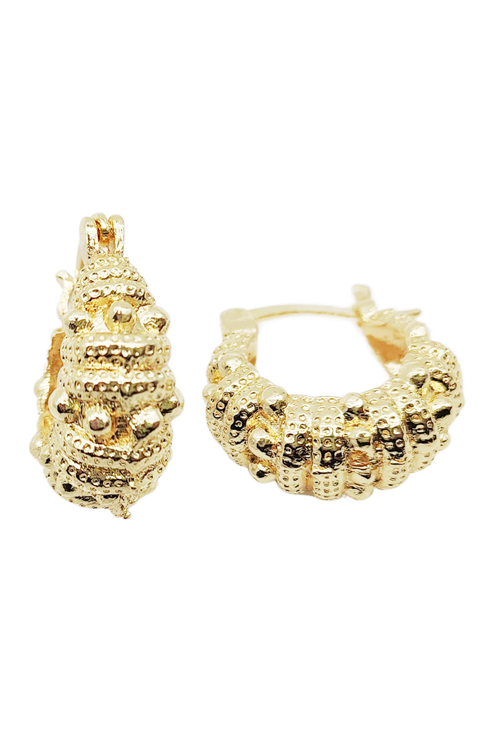 Gold Basket Design Hoop Earrings