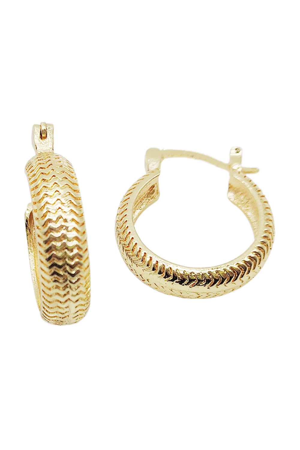Gold Textured Hoop Earrings