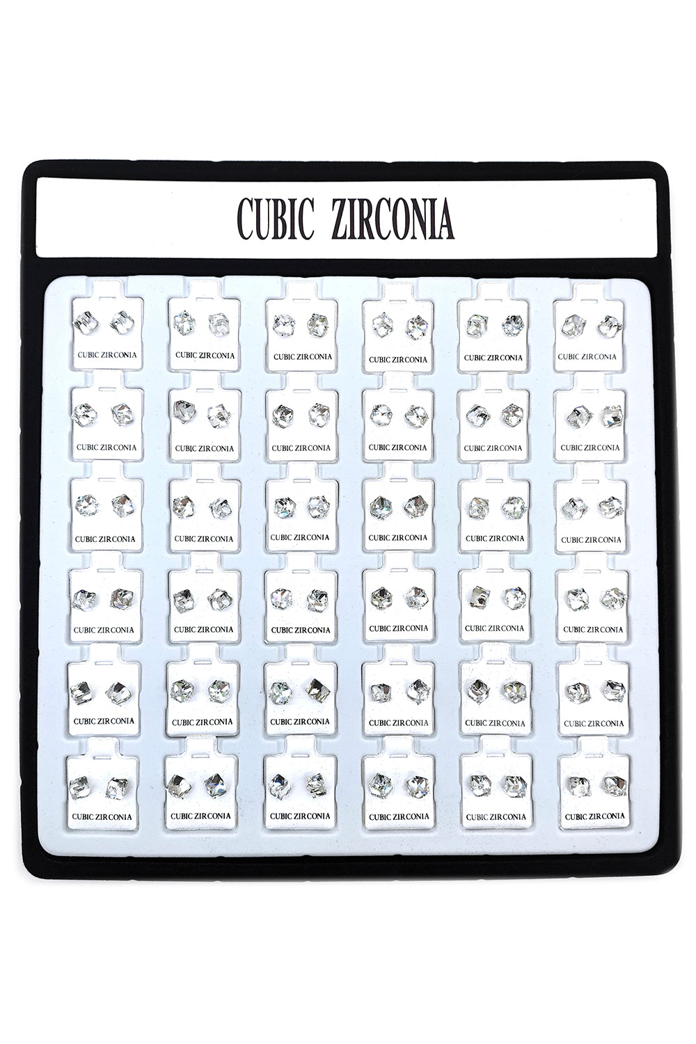 Gold Cubic Zircinia Cube Stud Earrings