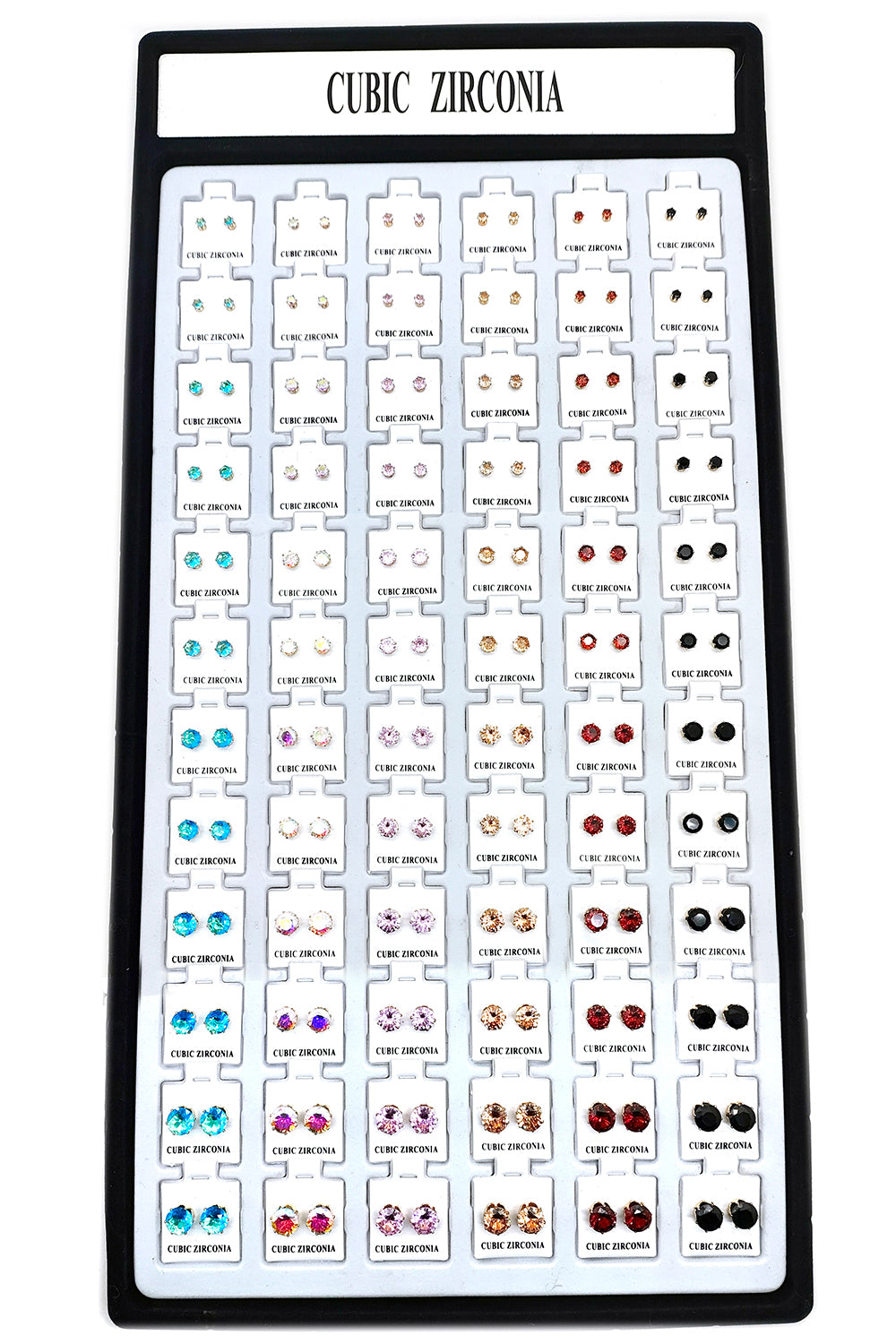 72-pairs Multi-color CZ Stud Earrings