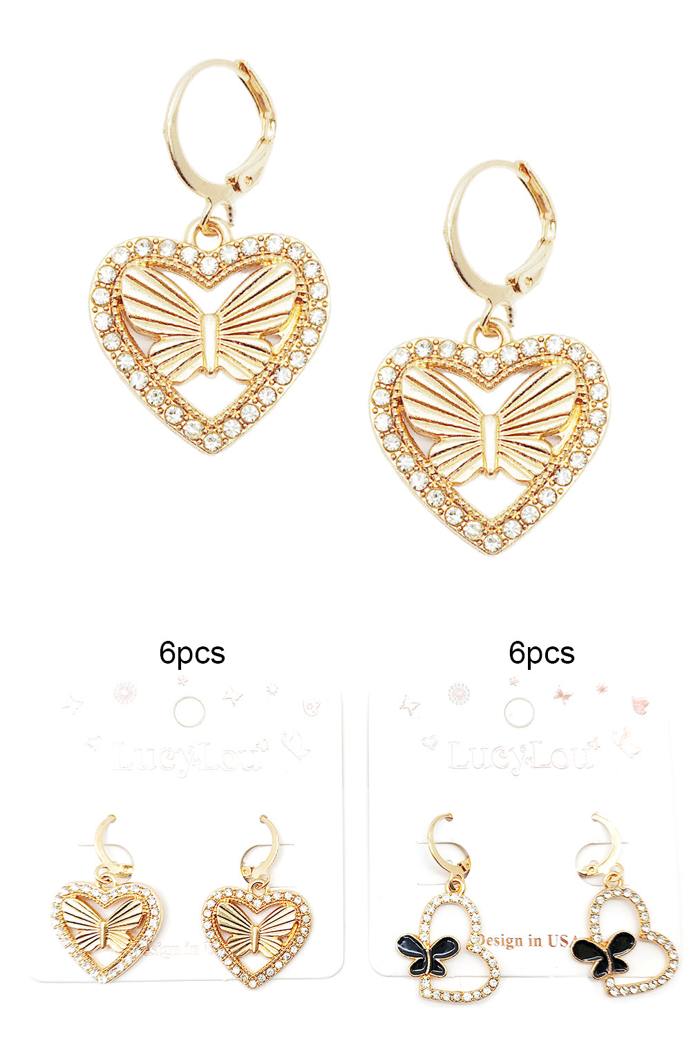 Heart Butterfly Design Dangle Earrings