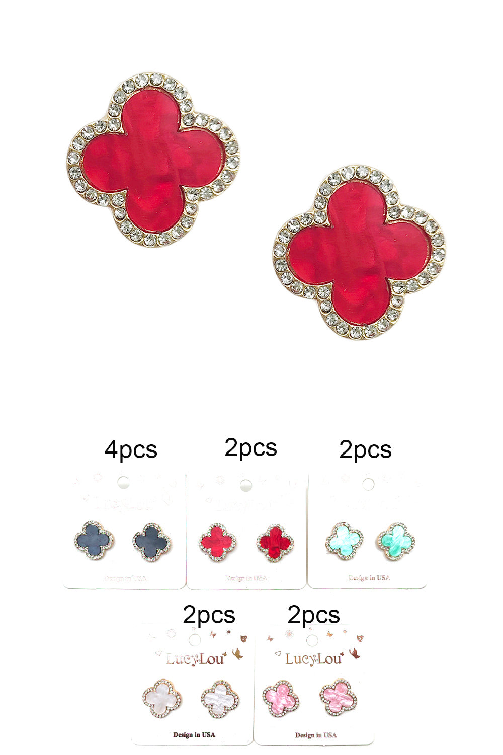 Clover Design Stud Earrings