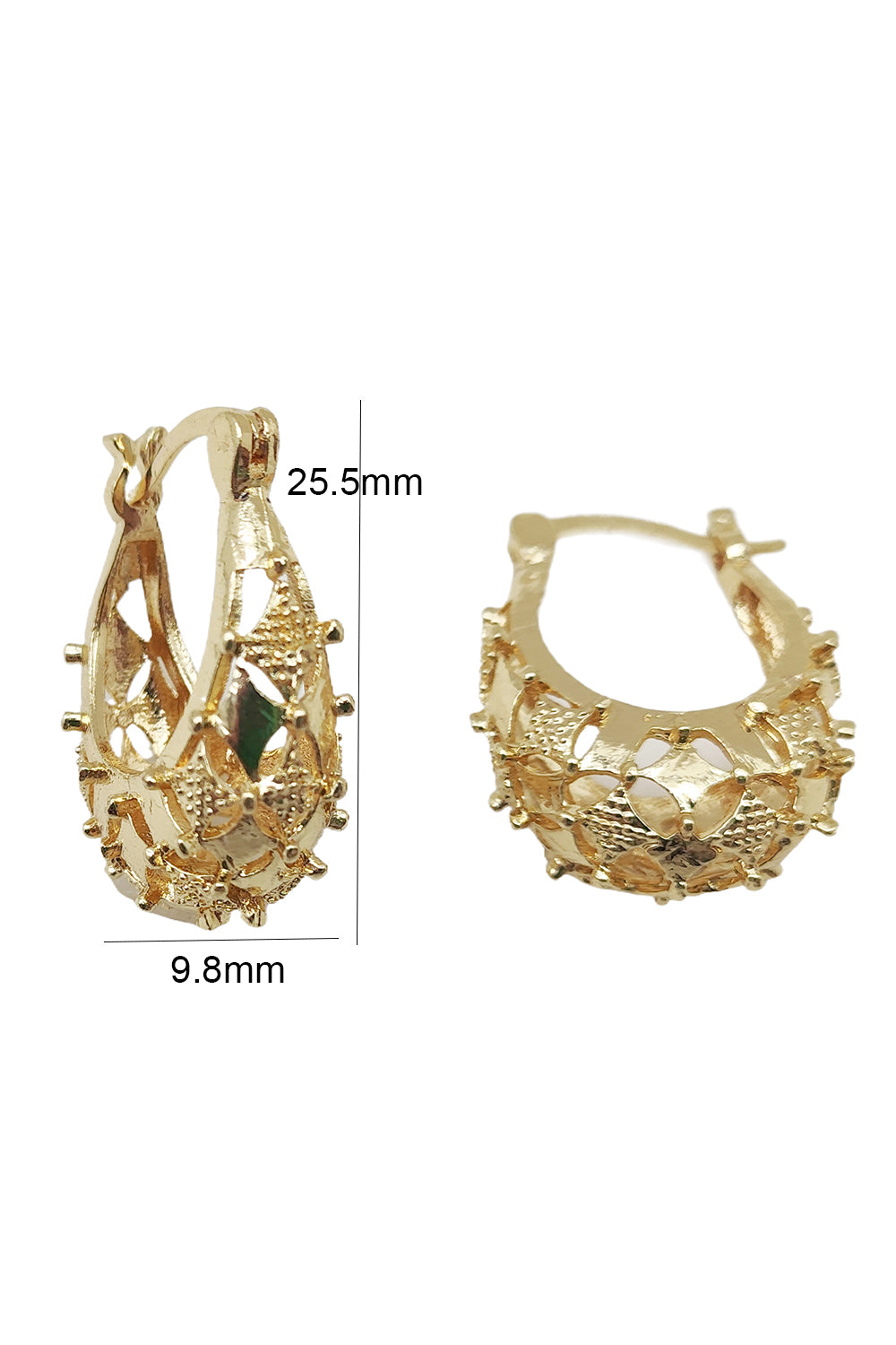 Gold Basket Design Mini Hoop Earrings