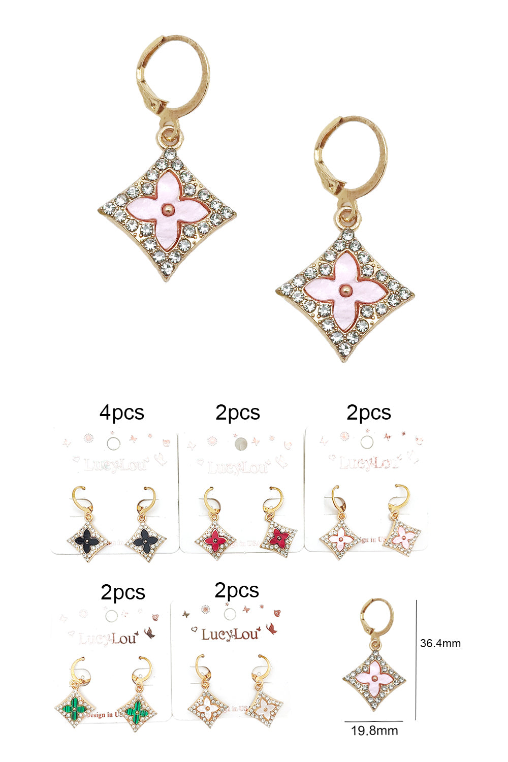 Clover Design Dangle Earrings