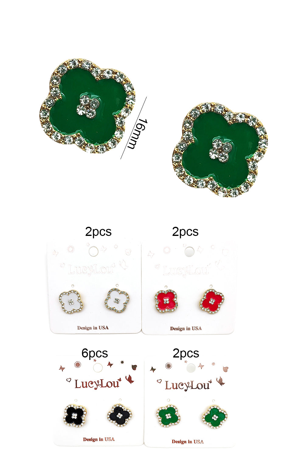 Clover Design Stud Earrings