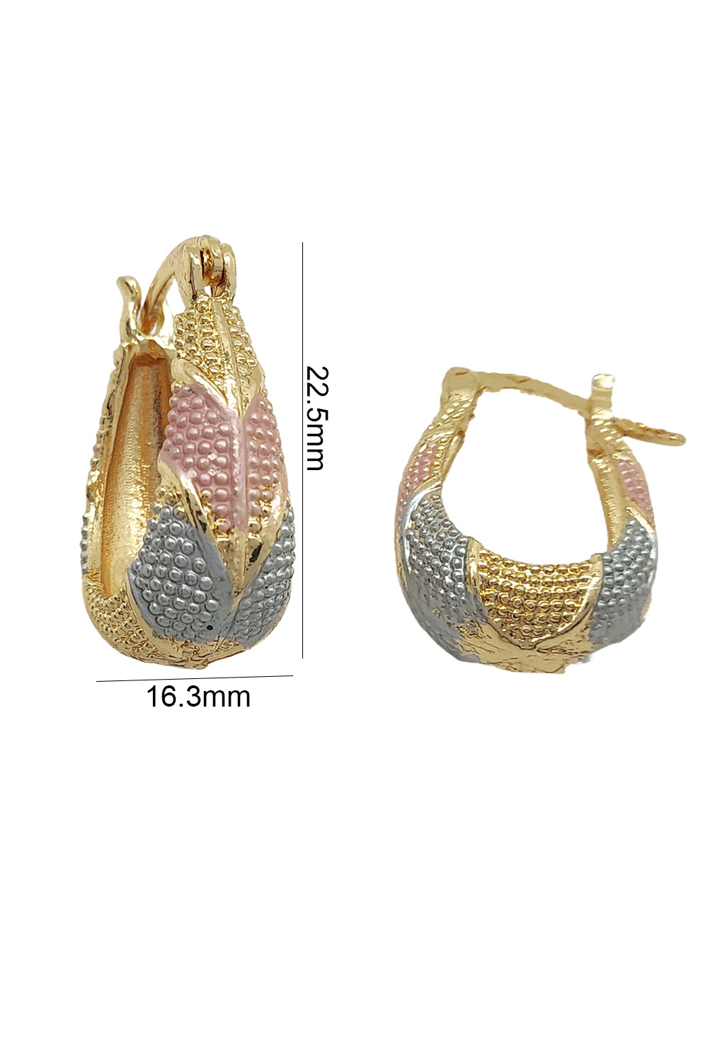 Gold Plated 3-Tone Mini Basket Earrings