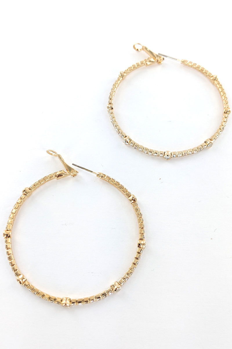 Gold Rhinestone Hoop Earring