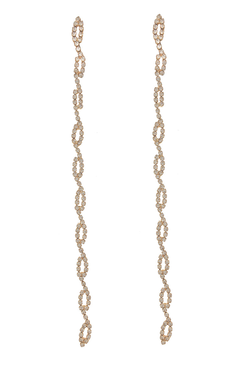 Gold Rhinestone Long Earrings
