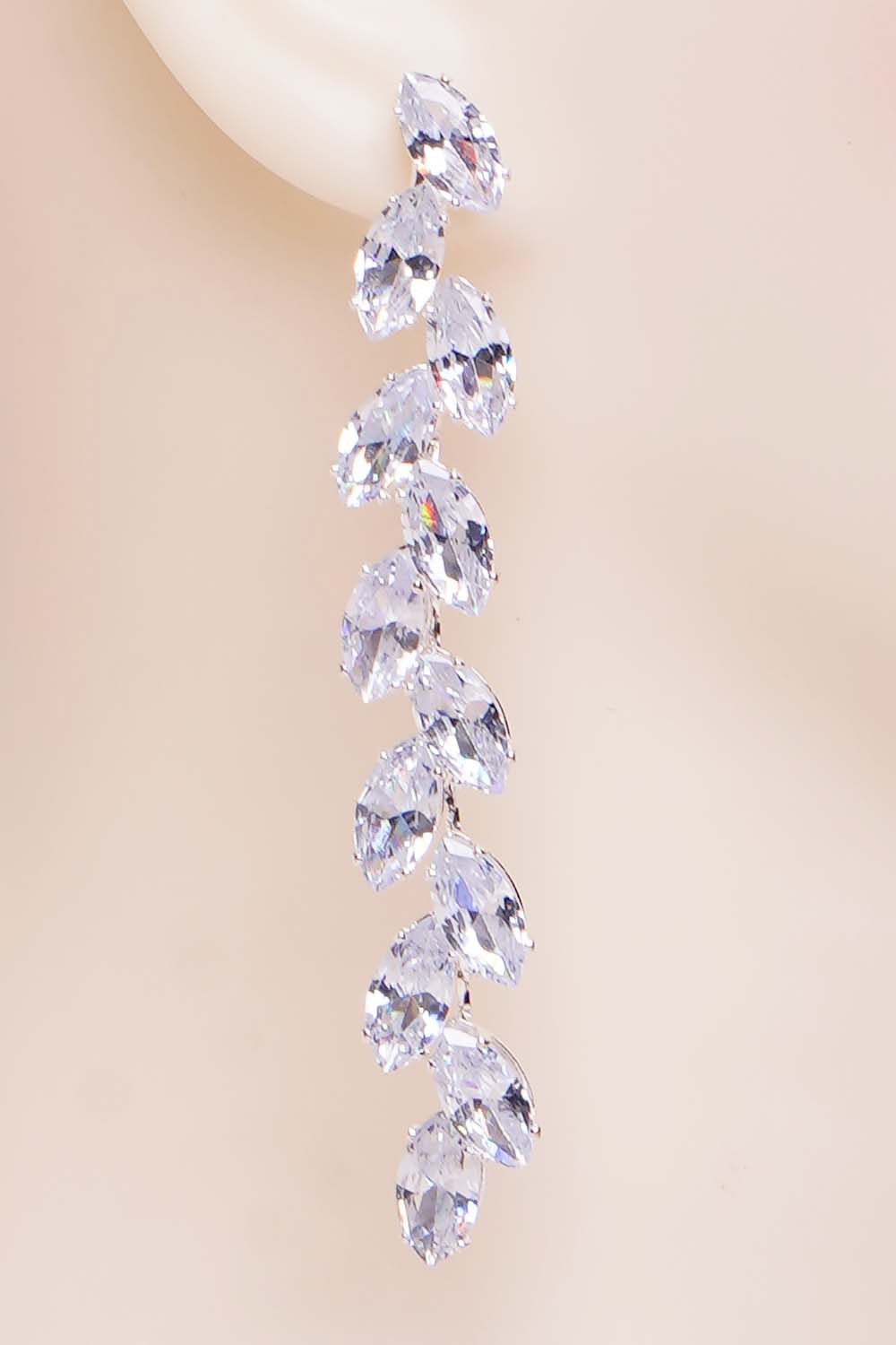 Silver Cubic Zirconia Marquise Drop Earrings
