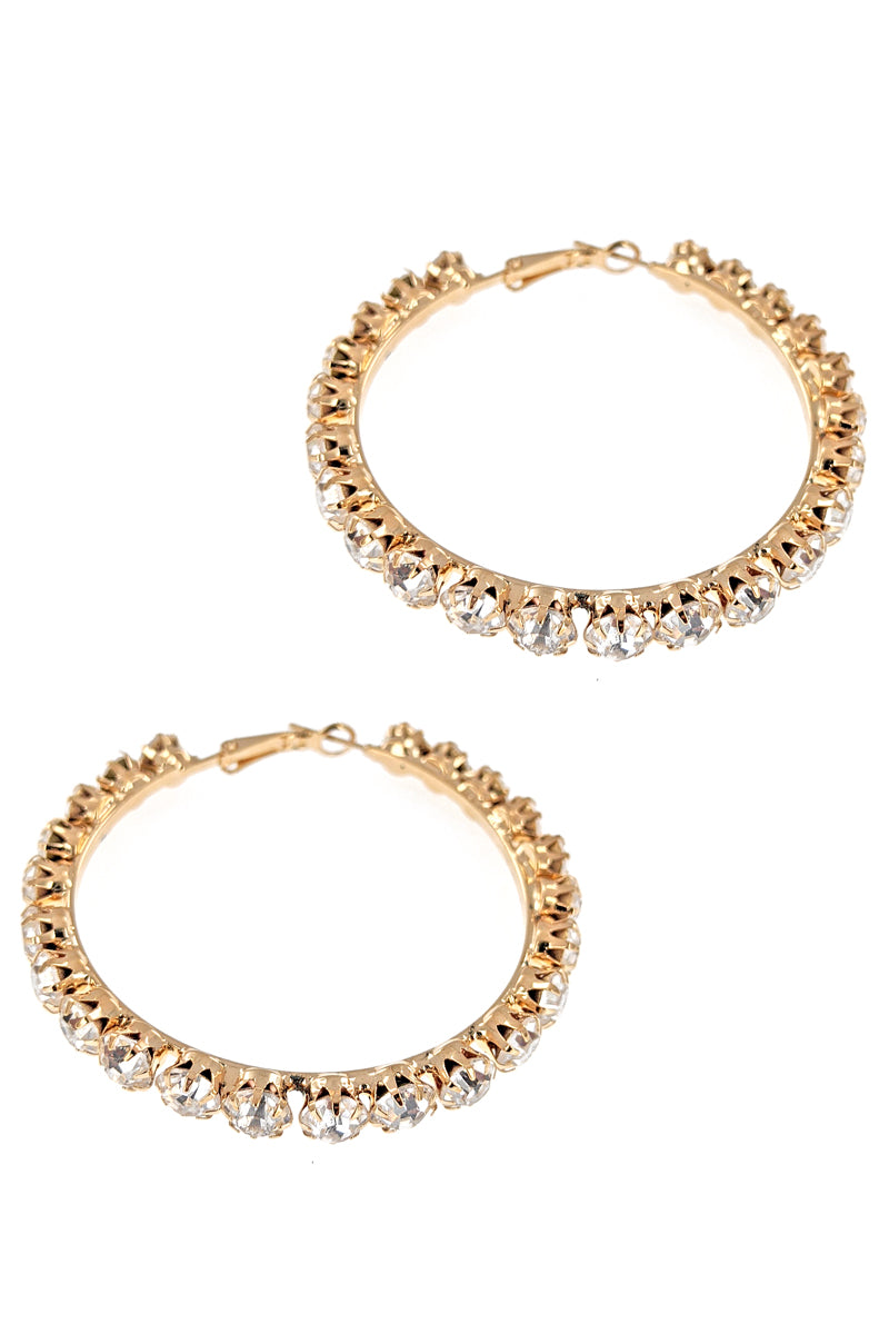 Gold Large Rhinestone Hoop Earring