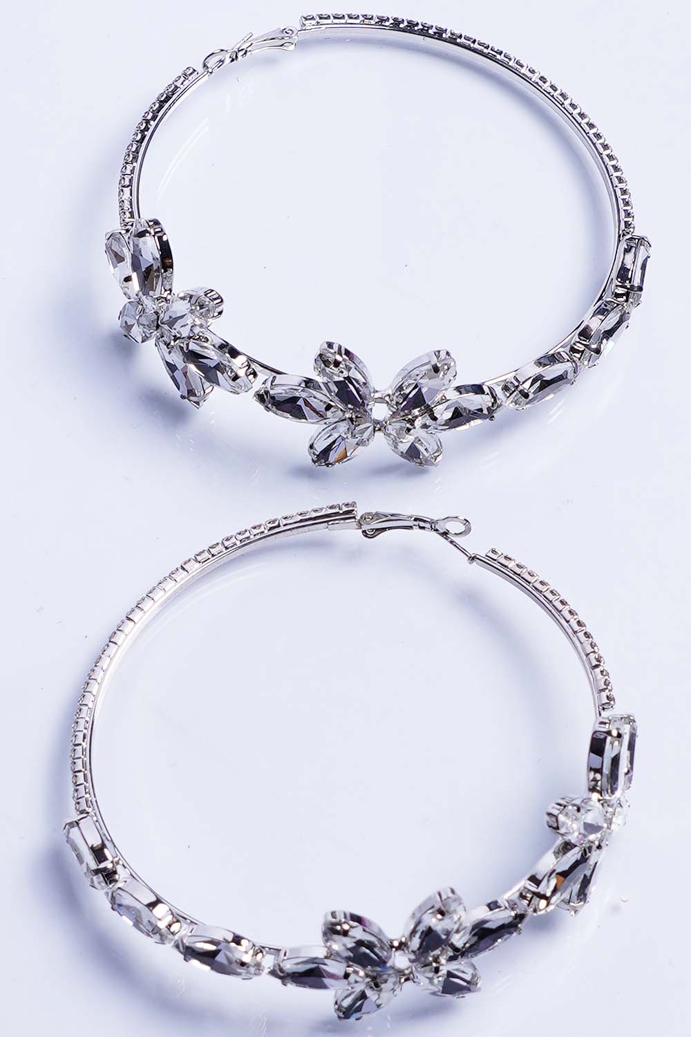 Silver Rhinestone Hoop Earrings