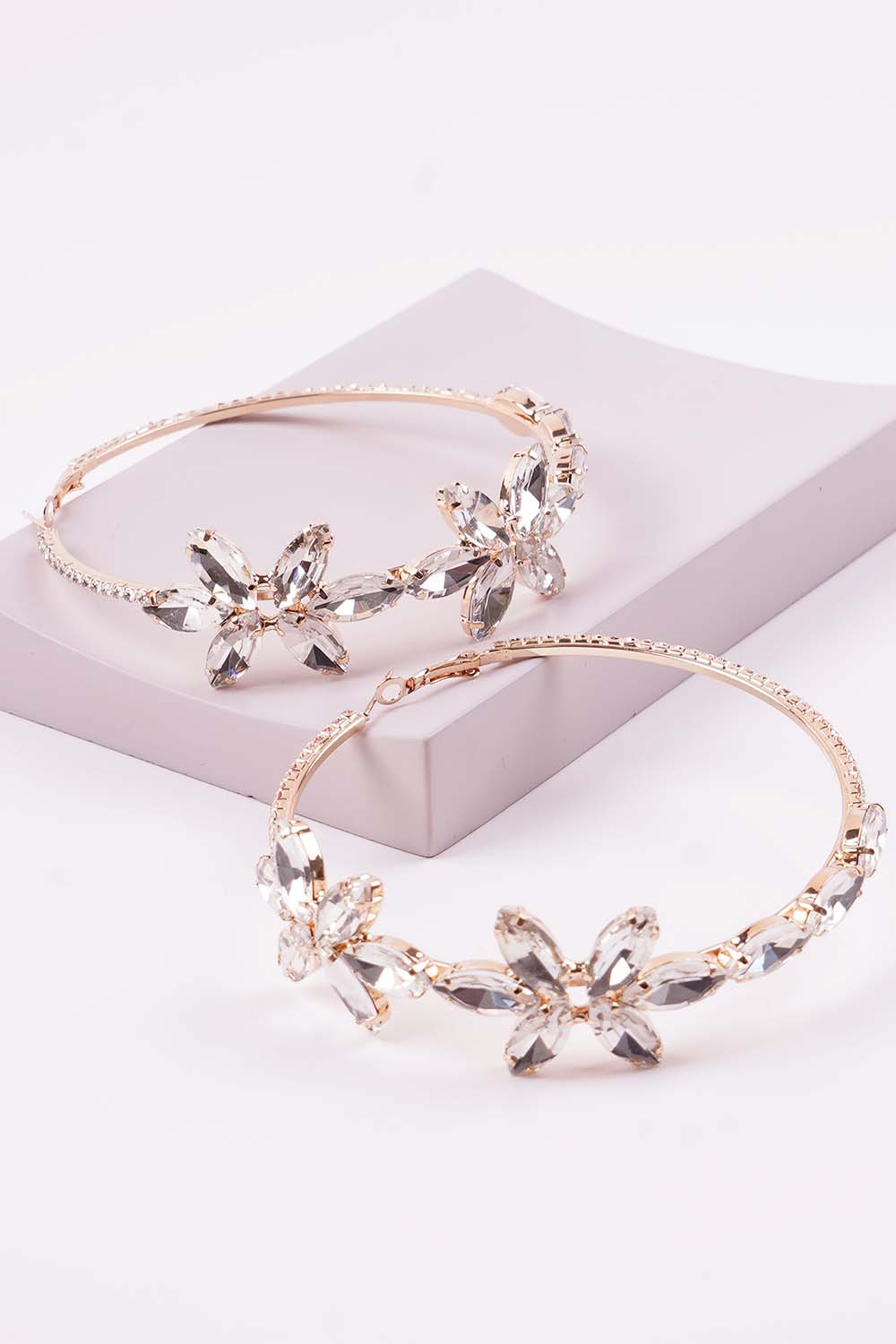 Gold Rhinestone Hoop Earrings