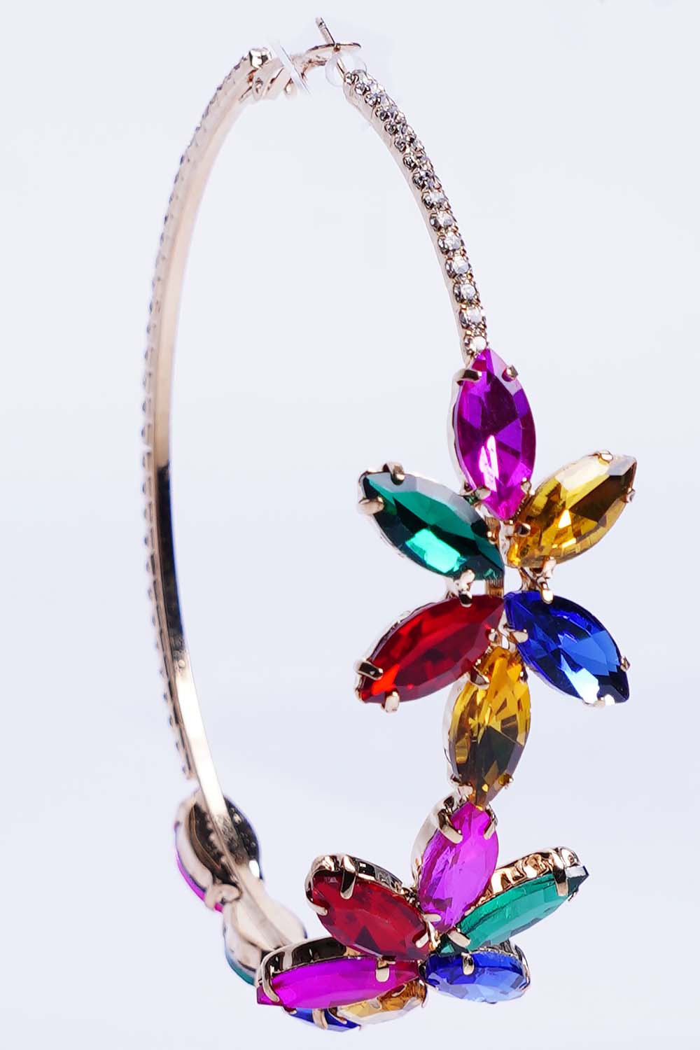 Multi Color Rhinestone Hoop Earrings